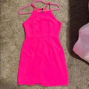 Hot Pink High Neck Dress